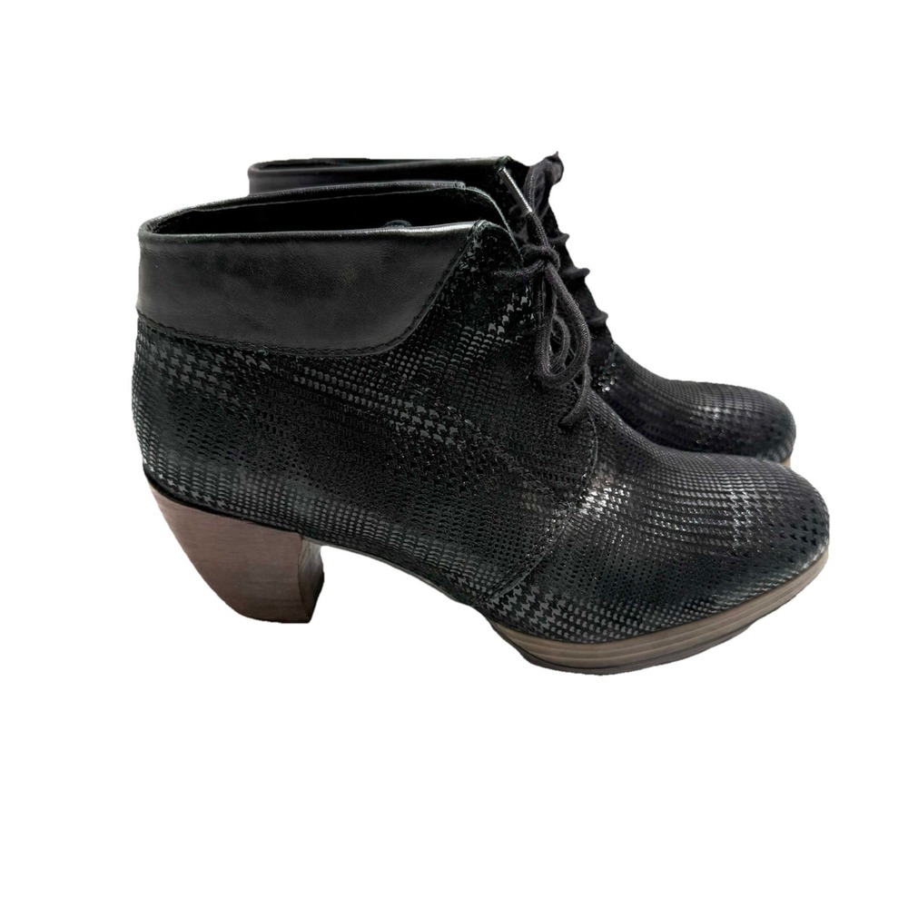 Wolky Jacquerie Dessin Suede Womens Black Heeled Ankle Boots 41‎ Houndstooth 9.5